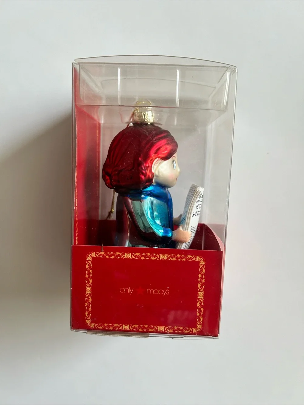 Yes Virginia Santa Glass Ornament Macy's Girl 2013 New In Box - Picture 4 of 5